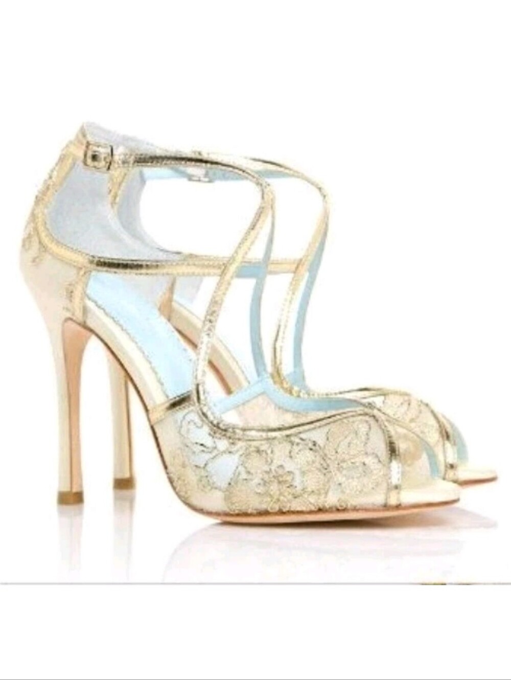 Bella Belle Tess Peep Toe Bridal 4" Heels Shoes Size 11 Wedding Strappy Elegant